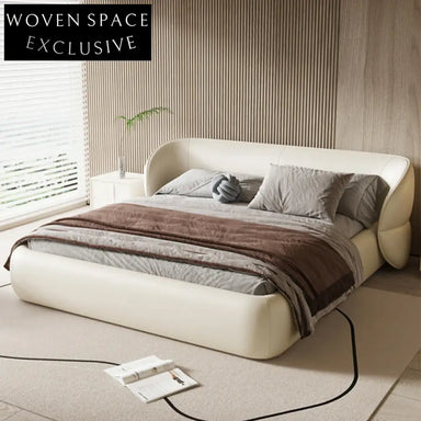 Elegant Upholstered King Size Bed with Curved Headboard