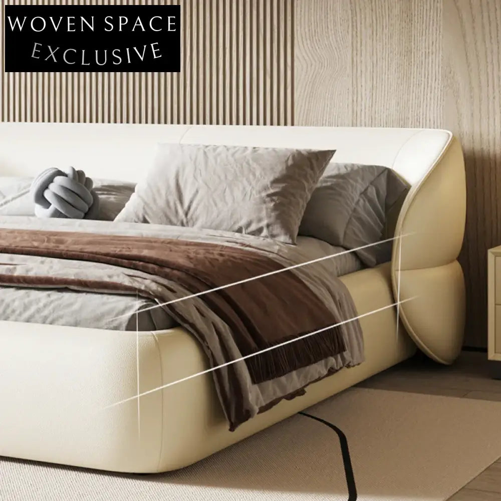 Elegant Upholstered King Size Bed with Curved Headboard