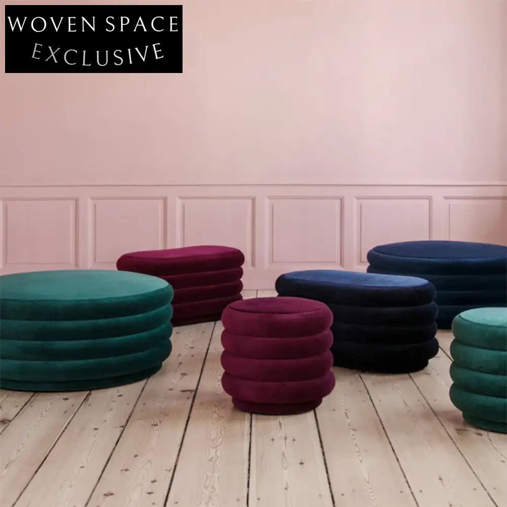 Elegant Velvet Accent Stool, Modern Round & Rectangular Ottoman