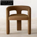 Elegant Velvet Fabric Dining Chair with Curved Back and Armrests Lounge Armchair
