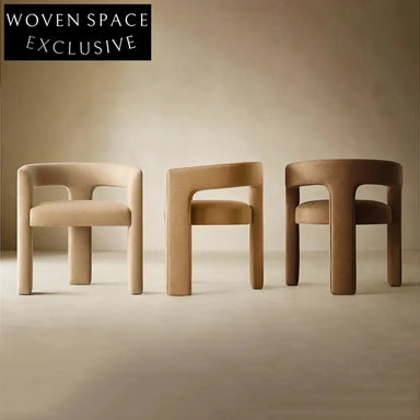 Elegant Velvet Fabric Dining Chair with Curved Back and Armrests Lounge Armchair