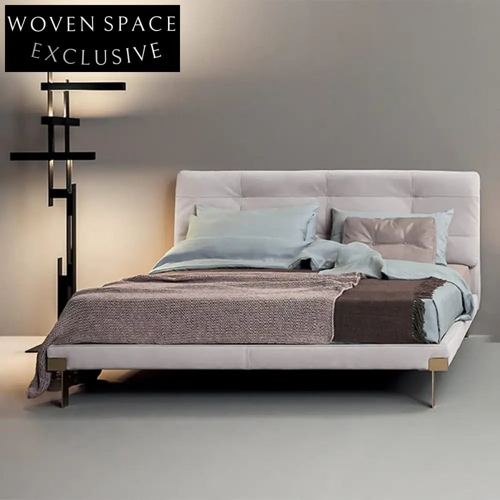 Elegant Velvet Fabric King Size Bed Frame, High Headboard Soft Bed