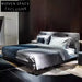 Elegant Velvet Fabric King Size Bed Frame, High Headboard Soft Bed