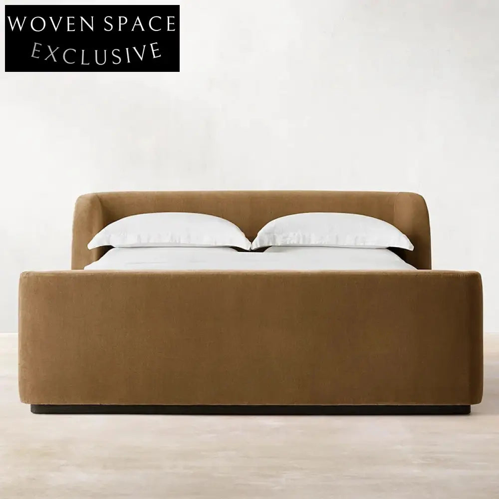 Elegant Velvet Fabric King Size Bed Frame High Tufted Headboard Bedroom Set