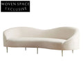 Elegant Italian Velvet Linen Sofa, Stainless Steel Legs, Modern Living Room