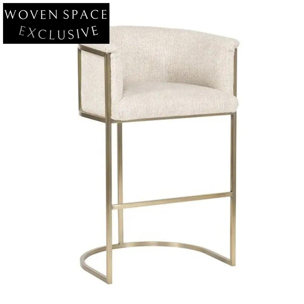 Elegant Velvet Upholstered Bar Stool with Gold Metal Legs, High Chair