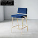 Elegant Velvet Upholstered Bar Stool with Gold Metal Legs, High Chair