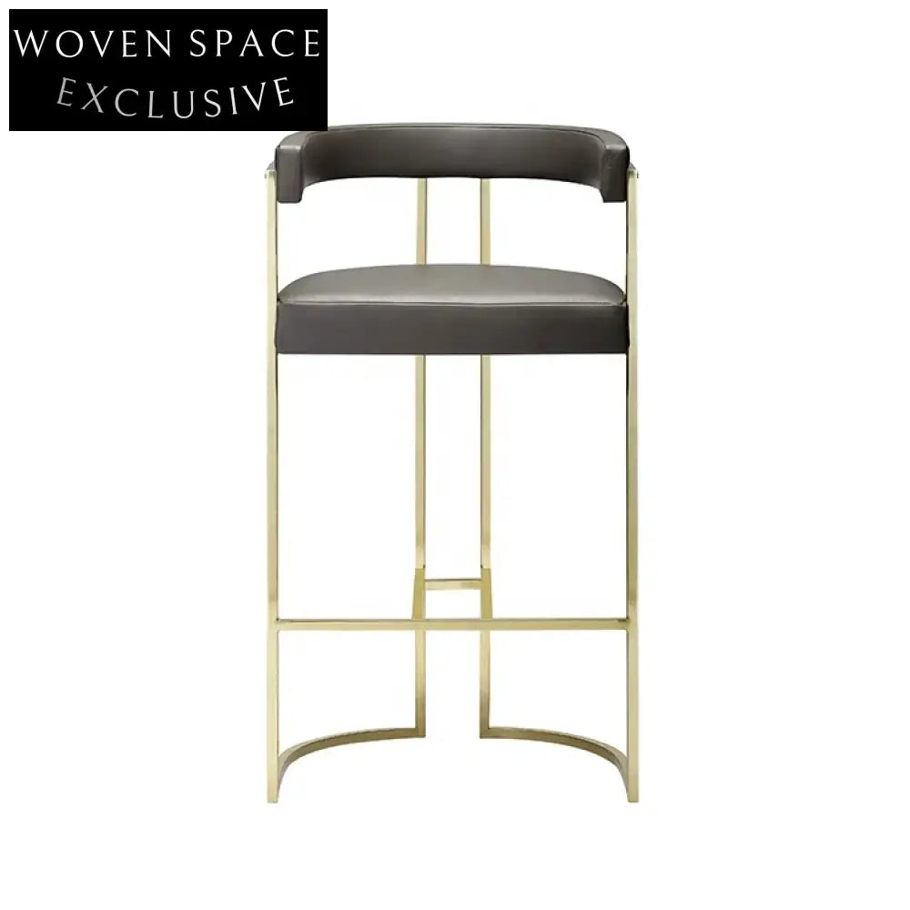 Elegant Velvet Upholstered Bar Stool with Gold Metal Legs, High Chair