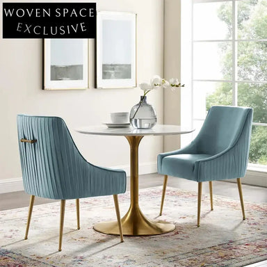 Elegant Velvet Upholstered Dining Chair with Modern Gold Legs