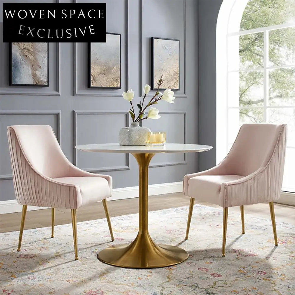 Elegant Velvet Upholstered Dining Chair with Modern Gold Legs