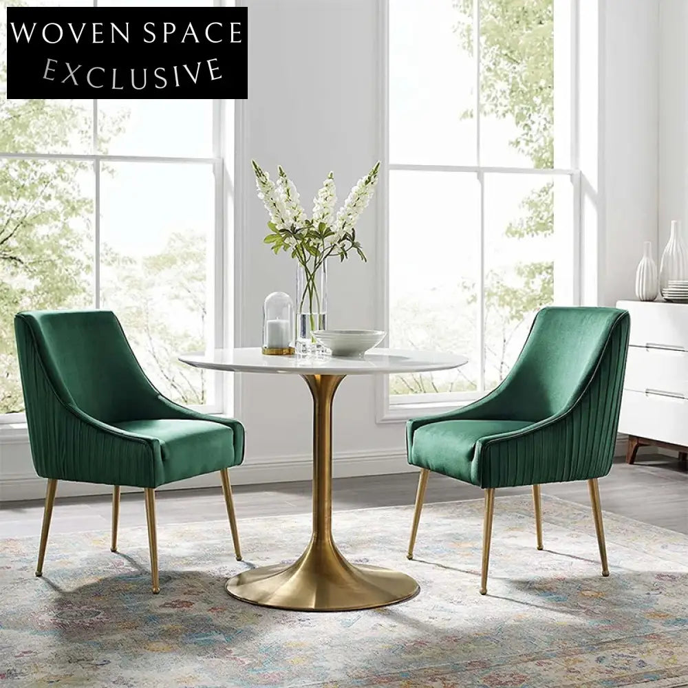 Elegant Velvet Upholstered Dining Chair with Modern Gold Legs