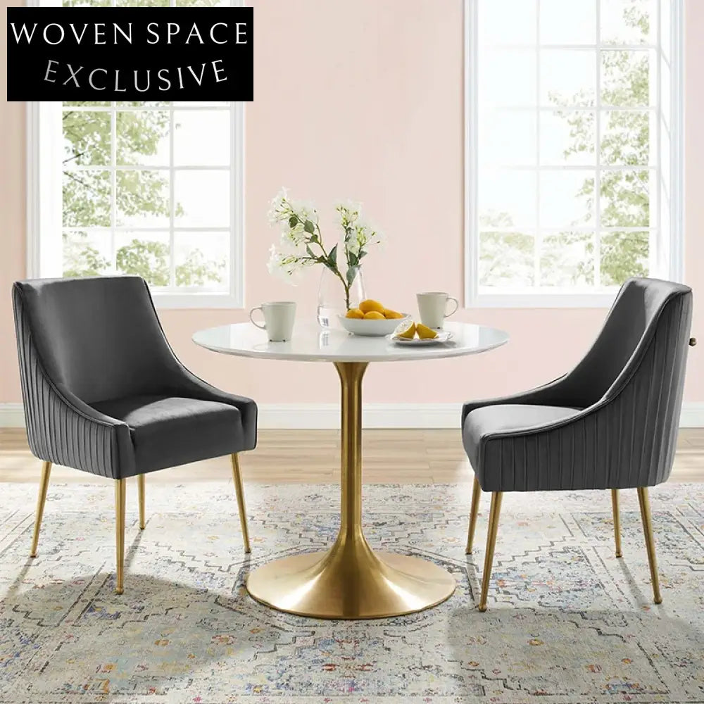 Elegant Velvet Upholstered Dining Chair with Modern Gold Legs
