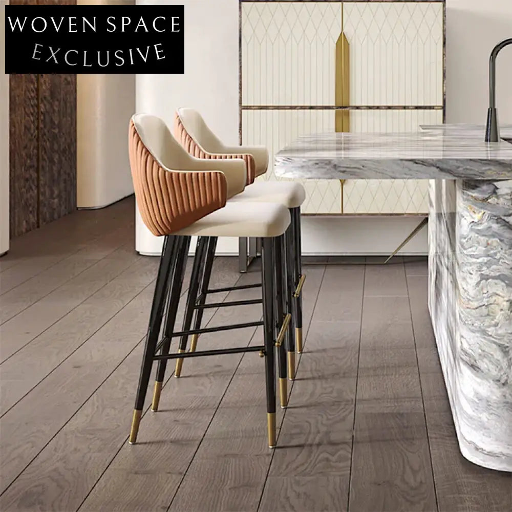 Elegant Velvet Upholstered Solid Wood Bar Stool with Armrests for Kitchen Counter