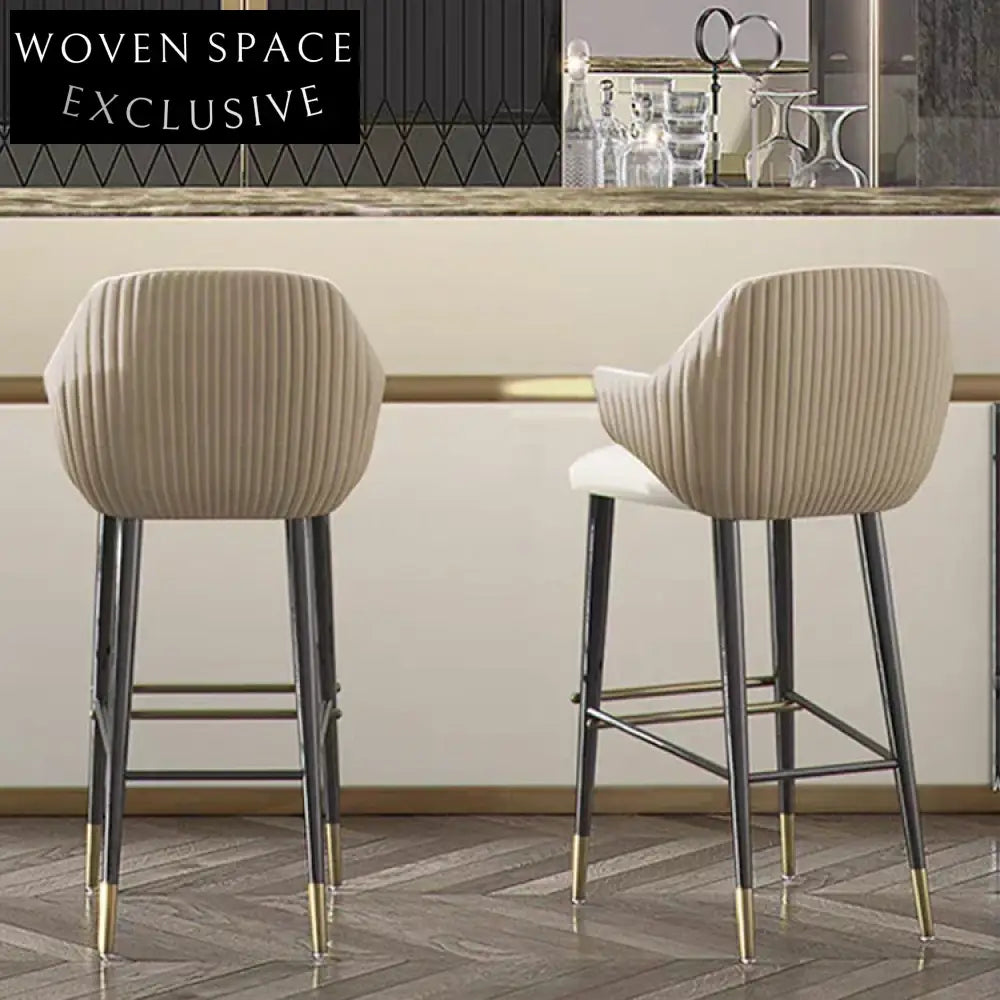 Elegant Velvet Upholstered Solid Wood Bar Stool with Armrests for Kitchen Counter