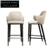 Elegant Velvet Upholstered Solid Wood Bar Stool with Armrests for Kitchen Counter