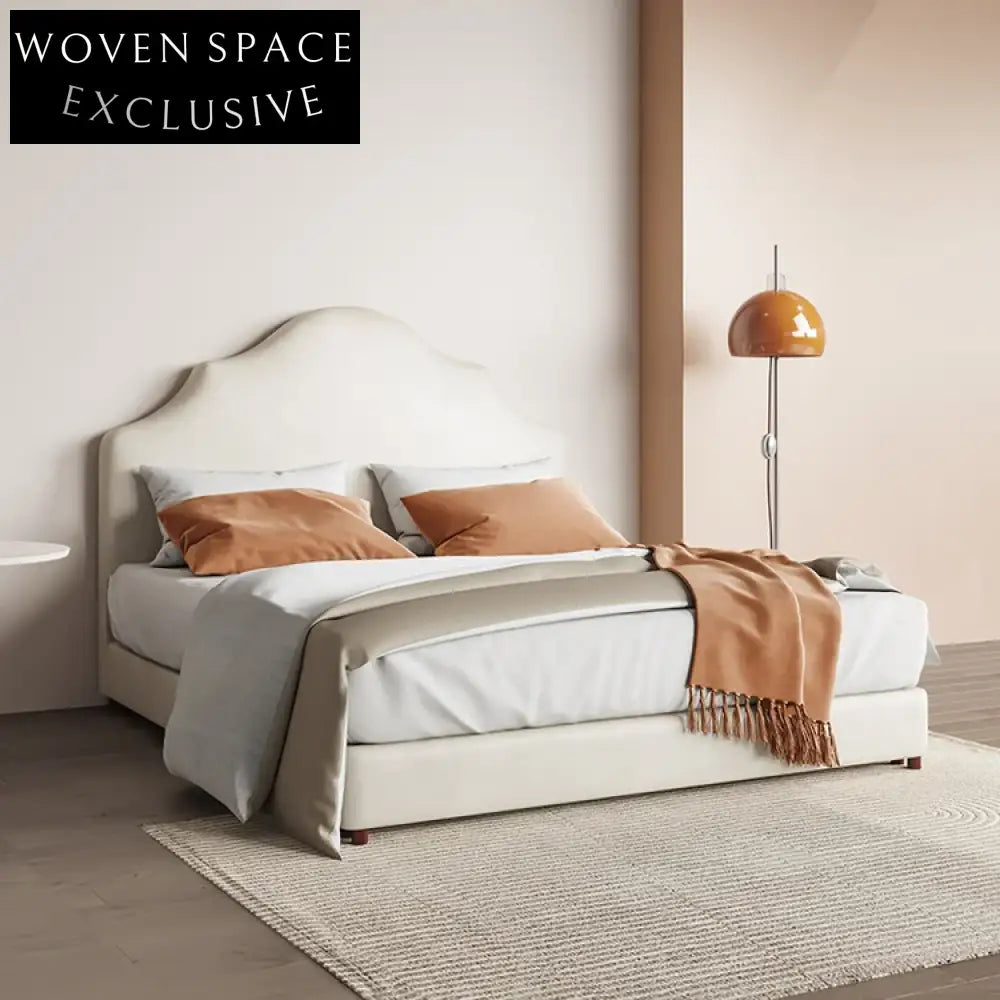 Elegant Velvet Upholstered Solid Wood Post-Modern Bedroom Platform Bed