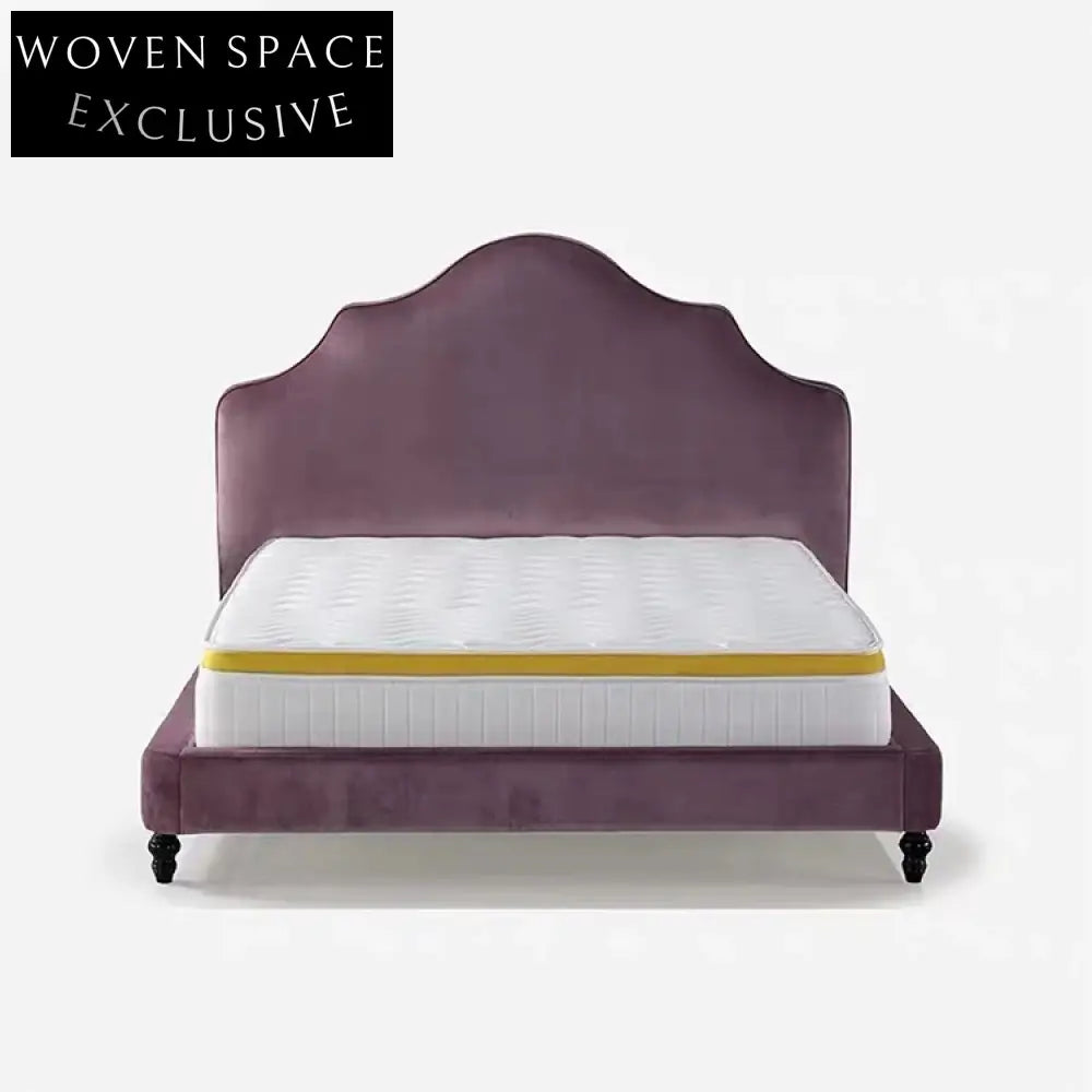 Elegant Velvet Upholstered Solid Wood Post-Modern Bedroom Platform Bed