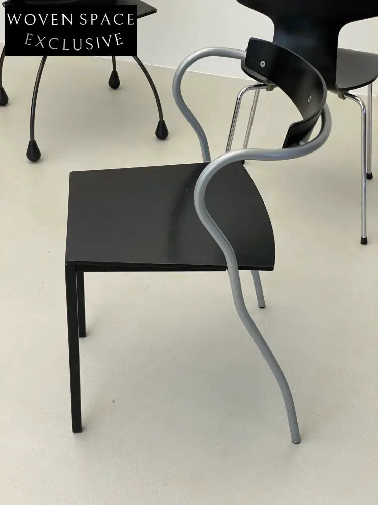 Vintage 1980s French Curved Dining Chair - Elegant & Functional Seating