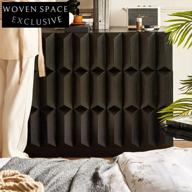 Elegant Vintage Black Ash Wood Storage Cabinet for Living Room or Bedroom