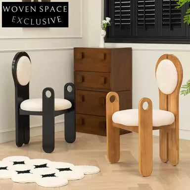 Elegant Vintage Teddy Fabric Upholstered Dining Chair with Solid Wood Frame