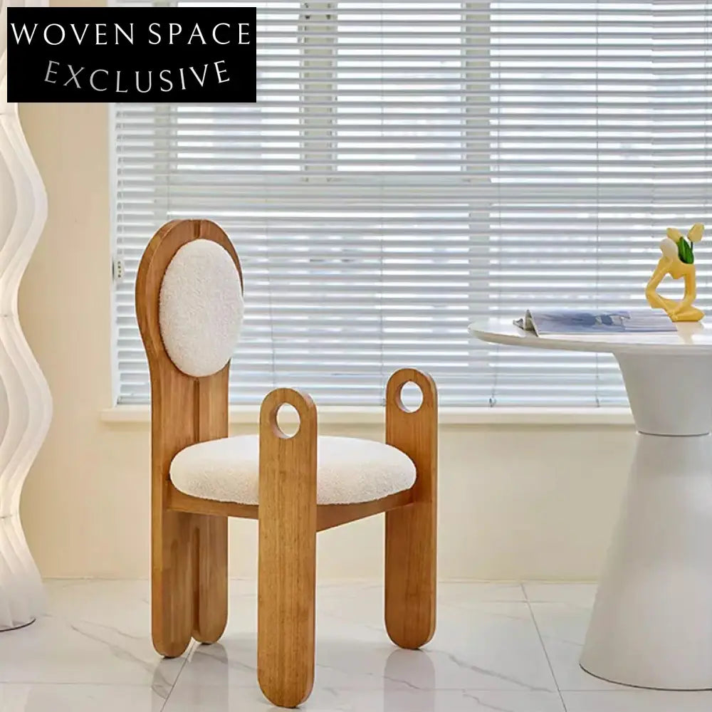 Elegant Vintage Teddy Fabric Upholstered Dining Chair with Solid Wood Frame