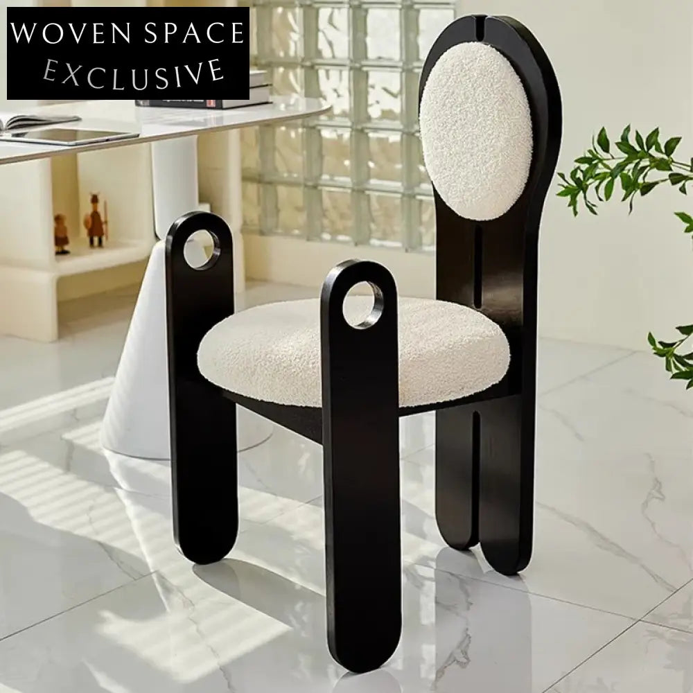 Elegant Vintage Teddy Fabric Upholstered Dining Chair with Solid Wood Frame