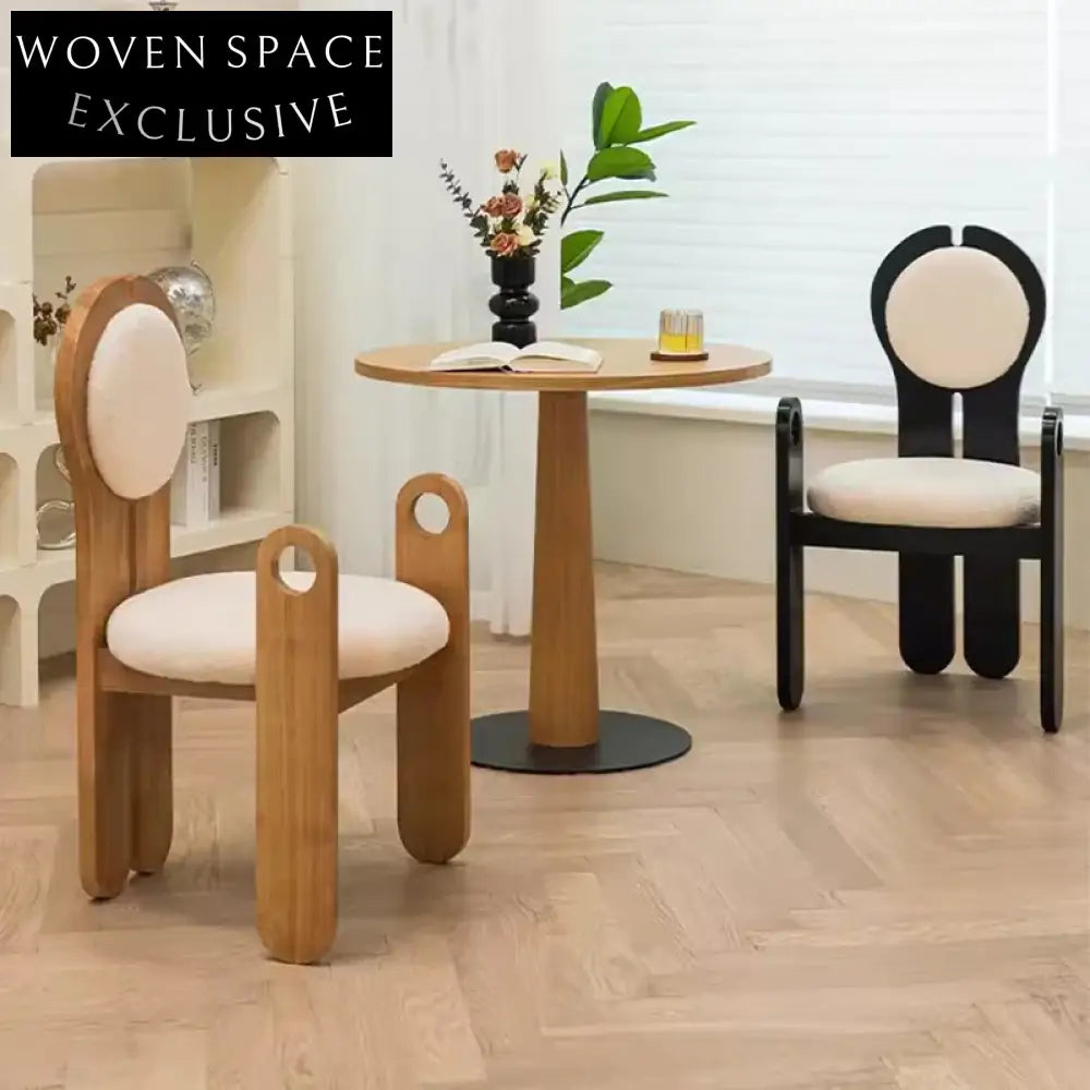 Elegant Vintage Teddy Fabric Upholstered Dining Chair with Solid Wood Frame