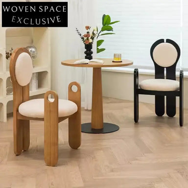 Elegant Vintage Teddy Fabric Upholstered Dining Chair with Solid Wood Frame