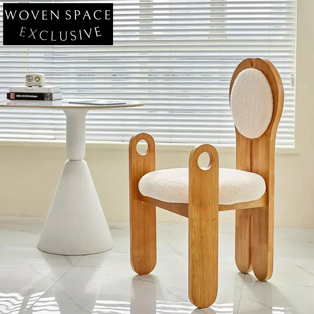 Elegant Vintage Teddy Fabric Upholstered Dining Chair with Solid Wood Frame