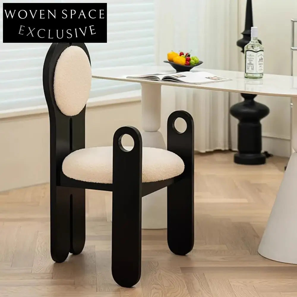 Elegant Vintage Teddy Fabric Upholstered Dining Chair with Solid Wood Frame