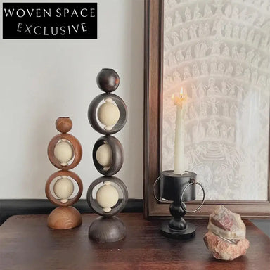 Elegant Vintage Wooden Candle Holder for Home Decor, Table Accent Piece