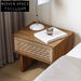 Elegant Wabi-sabi Ash Wood & Rope Nordic Bedside Table with Storage