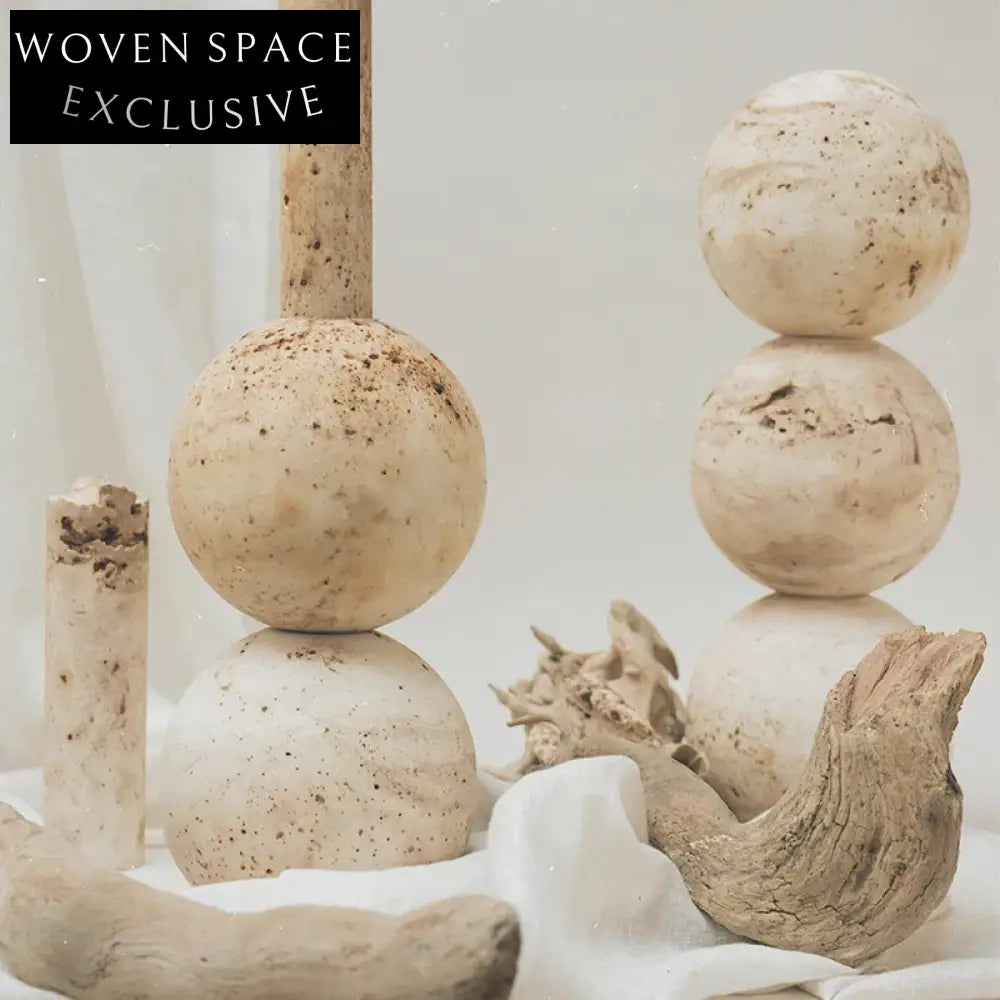 Elegant Wabi Sabi Beige Travertine Round Pedestal Plinth Display Stand