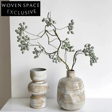 Elegant Wabi-Sabi Ceramic Porcelain Decorative Flower Vase Set for Home Decor