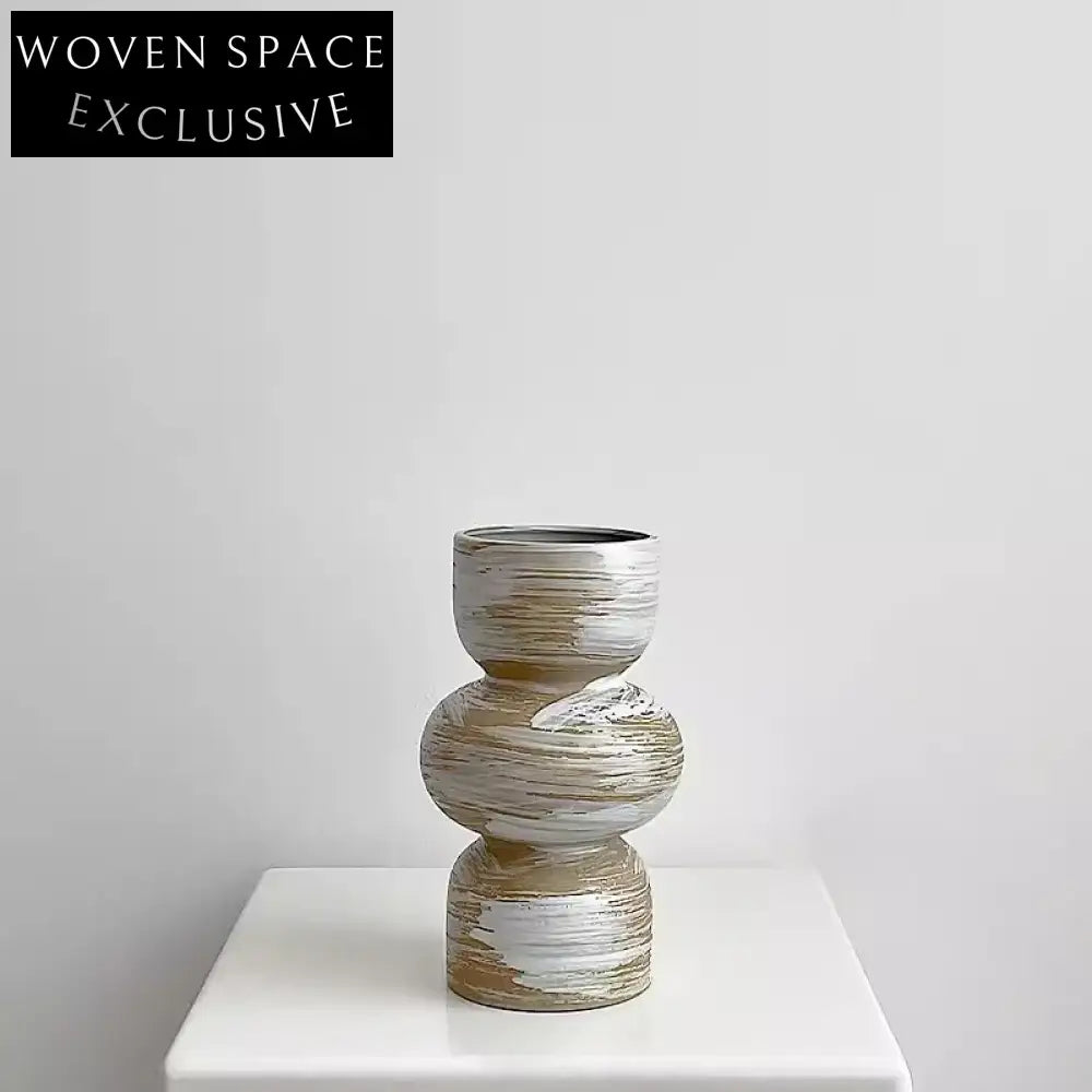 Elegant Wabi-Sabi Ceramic Porcelain Decorative Flower Vase Set for Home Decor