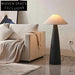 Elegant Wabi Sabi Fabric Covered Wooden LED Light Tall Floor Lamp