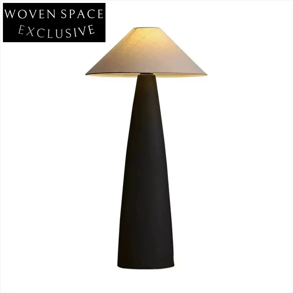 Elegant Wabi Sabi Fabric Covered Wooden LED Light Tall Floor Lamp