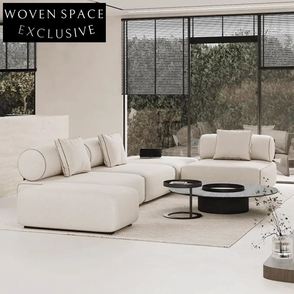 Elegant Wabi-Sabi Italian Modular Fabric Sectional Sofa Set for Modern Living Rooms