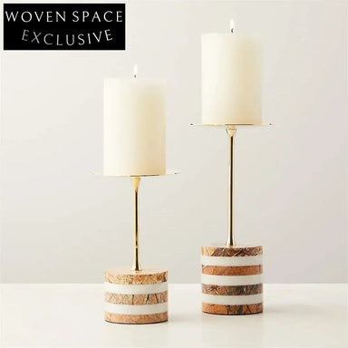 Elegant Wabi Sabi Marble Pillar Candle Holder for Modern Home Decor