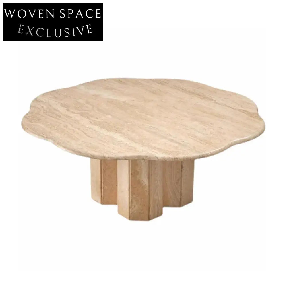 Elegant Wabi Sabi Natural Travertine Round Stone Coffee Table for Living Room