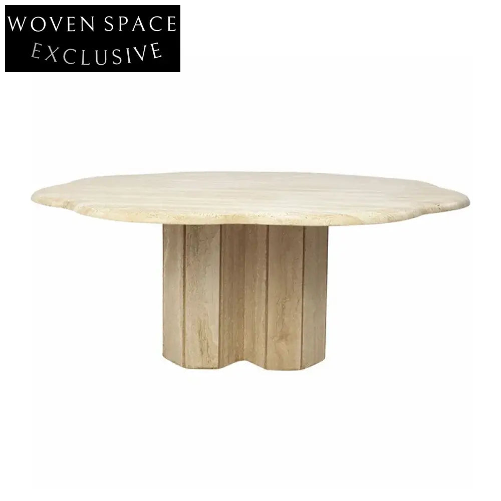 Elegant Wabi Sabi Natural Travertine Round Stone Coffee Table for Living Room