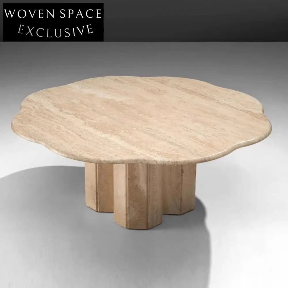 Elegant Wabi Sabi Natural Travertine Round Stone Coffee Table for Living Room