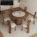 Elegant Wabi-Sabi Round Slate Top Ash Wood Dining Table