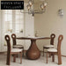 Elegant Wabi-Sabi Round Slate Top Ash Wood Dining Table