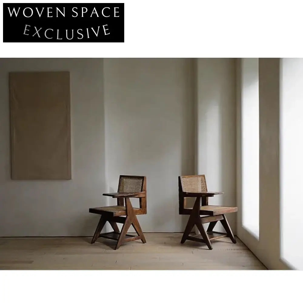 Elegant Wabi Sabi Solid Elm Wood Antique Dining Arm Chair