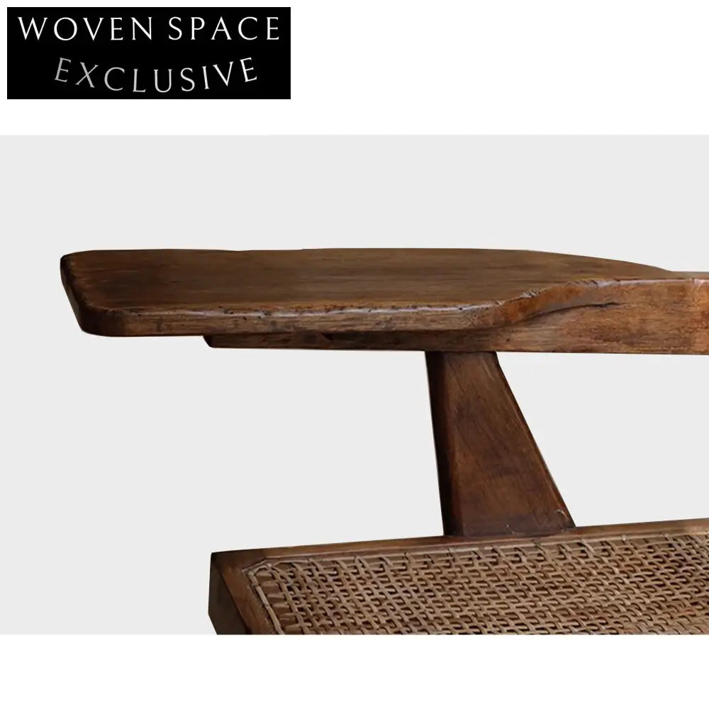 Elegant Wabi Sabi Solid Elm Wood Antique Dining Arm Chair