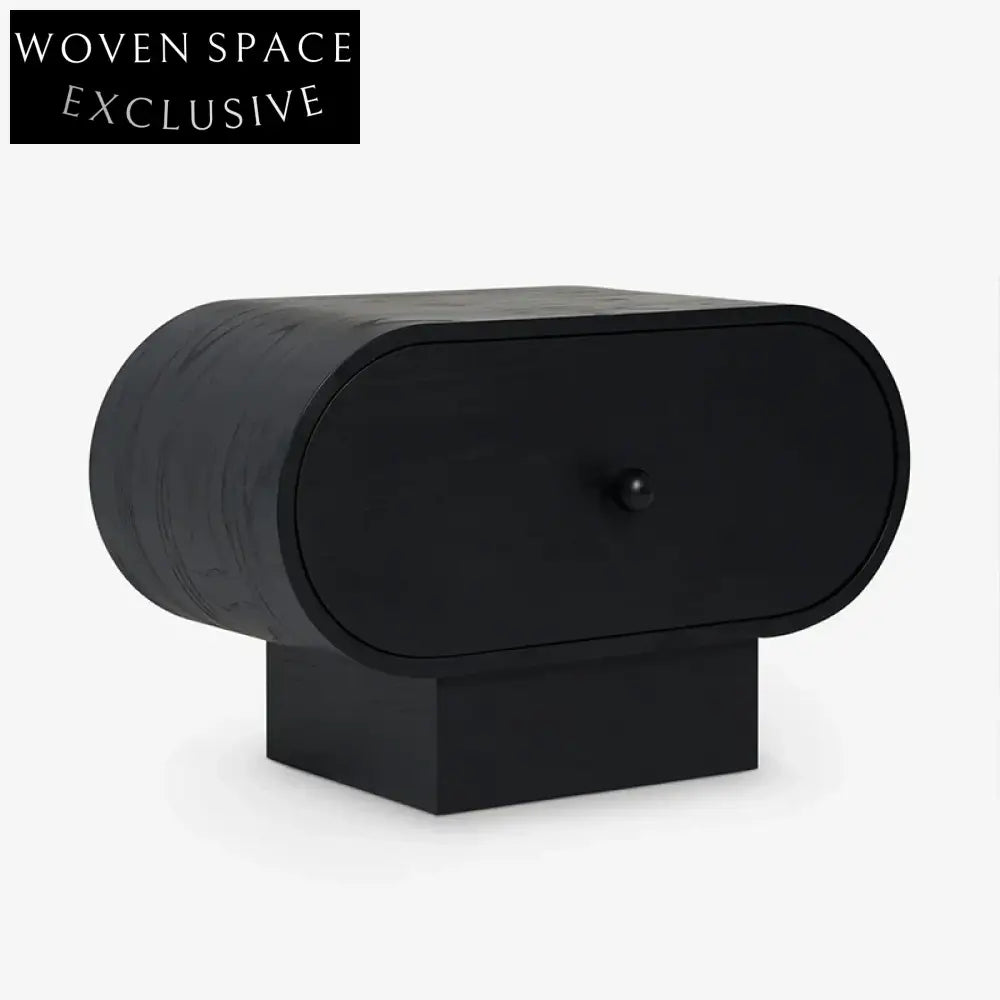 Elegant Wabi-Sabi Solid Oak Wood Nightstand with Storage, Bedside Table