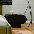 Elegant Wabi-Sabi Solid Oak Wood Nightstand with Storage, Bedside Table
