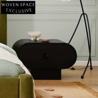 Elegant Wabi-Sabi Solid Oak Wood Nightstand with Storage, Bedside Table