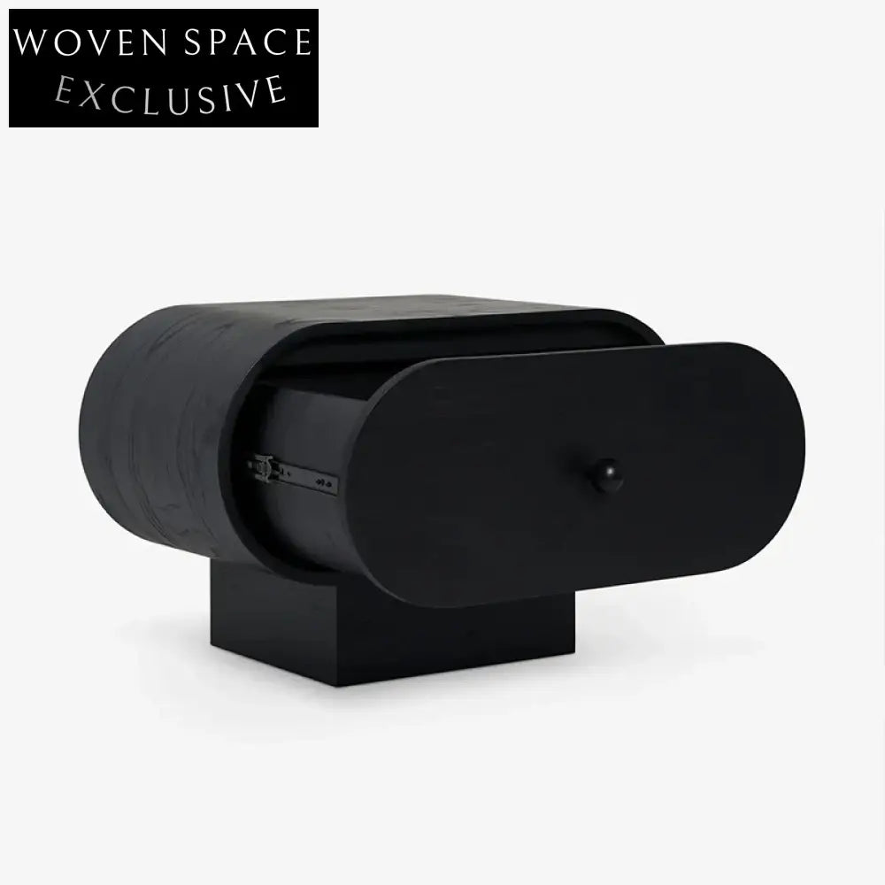 Elegant Wabi-Sabi Solid Oak Wood Nightstand with Storage, Bedside Table